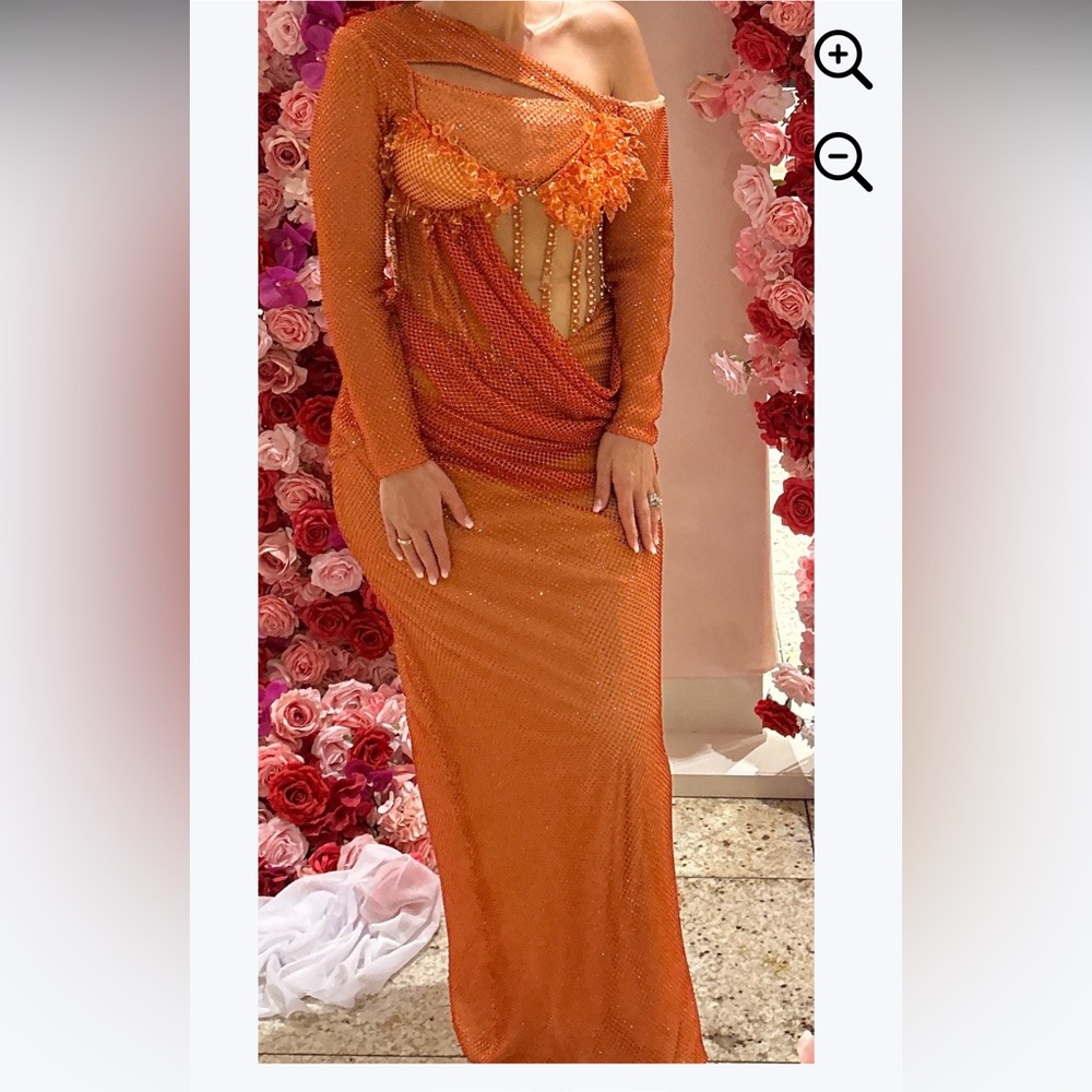 Custom made orange gown dress corset